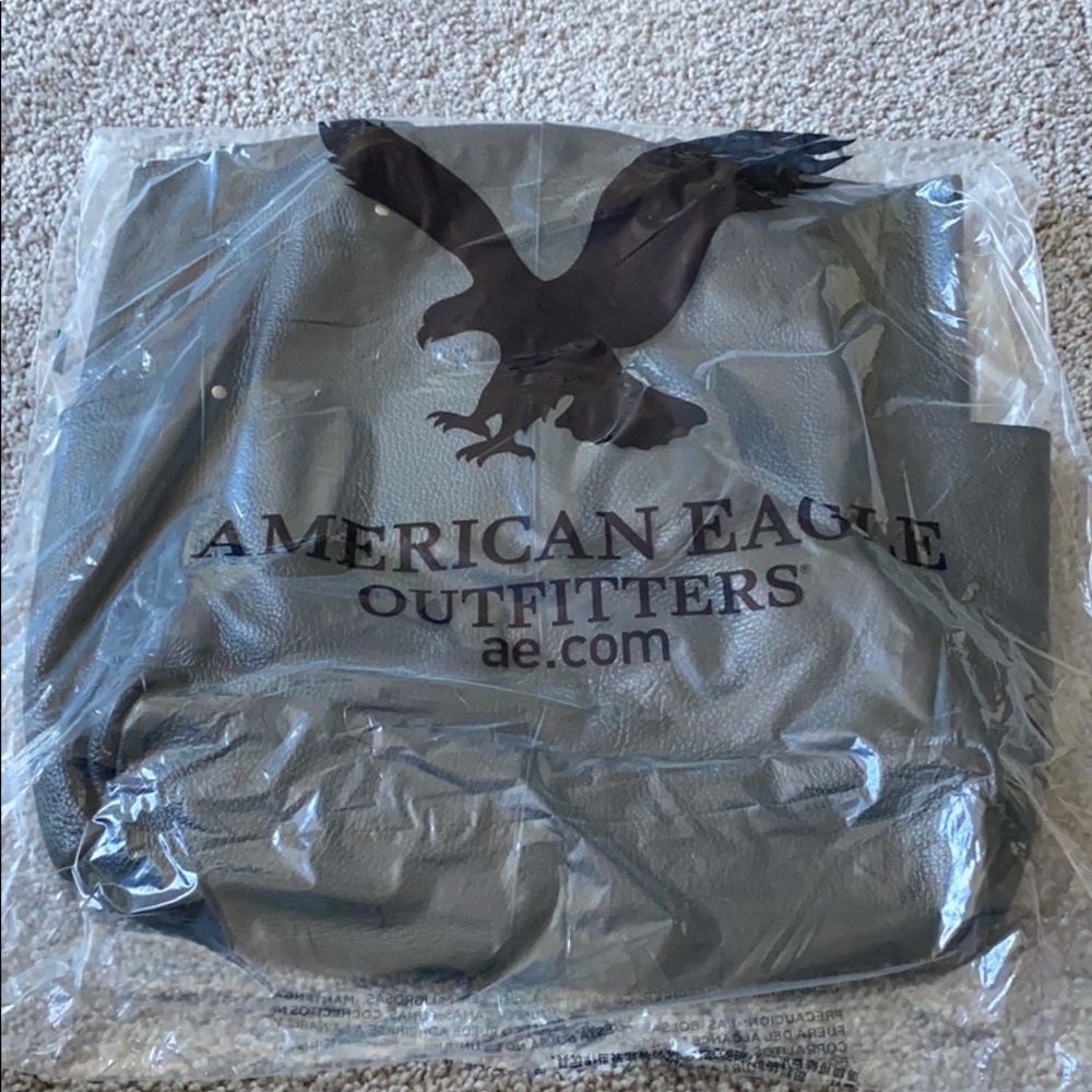 Black American Eagle genuine leather tote